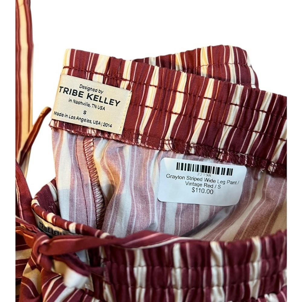 Tribe Kelley Grayton Wide Leg Pants Vintage Red Stripe Small — image 5 of 5